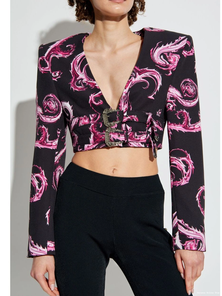 Cheap jacket Versace cropped Couture baroque-print Jeans Women 0701